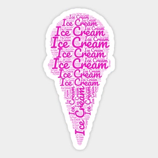 Ice Cream Cone - Pink Word Art Sticker